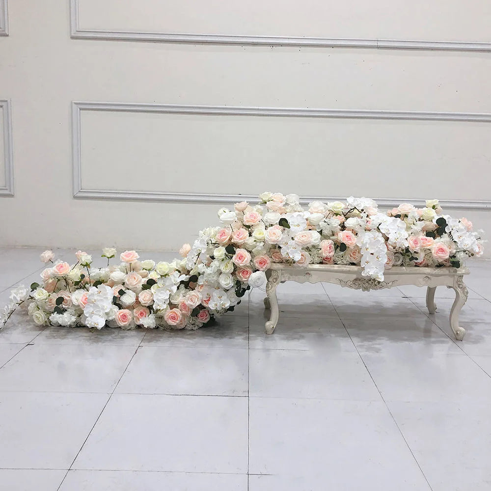 5D Luxury Artificial Flowers Wedding Decoration Table Long Runner Flower Row Floral Backdrop Arrangement Wall Arch Decor Props