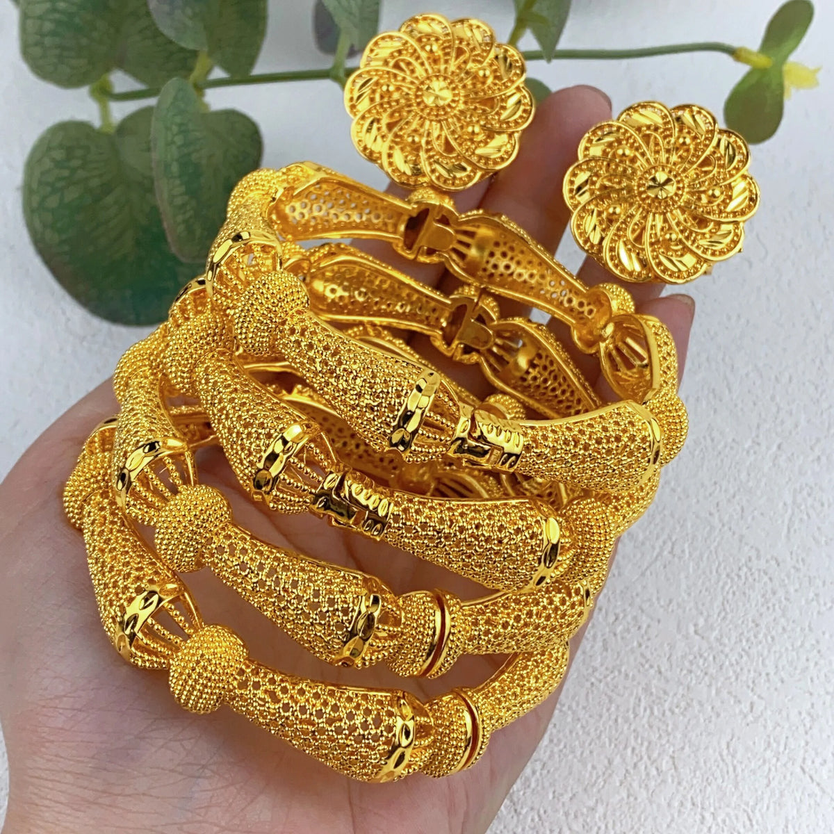 ANIID Bracciale con ciondoli da donna Bracciale in oro 24 carati Gioielli con fiori di Dubai Marchio di gioielli hawaiani etiopi di design africano