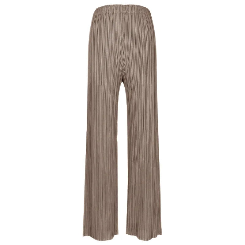 Pantaloni a vita alta a pieghe dritti larghi classici di design Miyake eleganti casual da donna primavera estate autunno disponibili