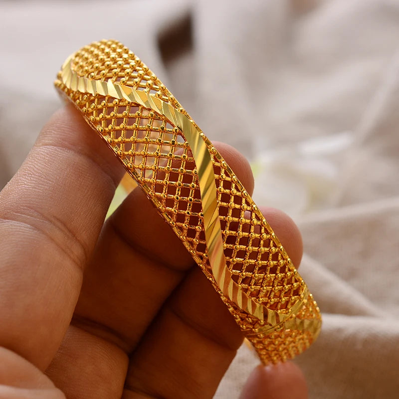 Bracciali Placcati Oro in Stile Dubai per Donne, Gioielli di Lusso per Matrimoni Arabi