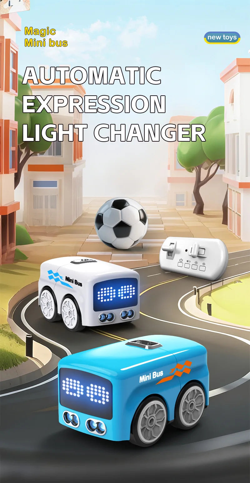 RC Magic Mini Bus Toy  Interactive Inductive Magic Follows Line Car Intelligent Smart Remote Control Cartoon Car Vehicle Toy
