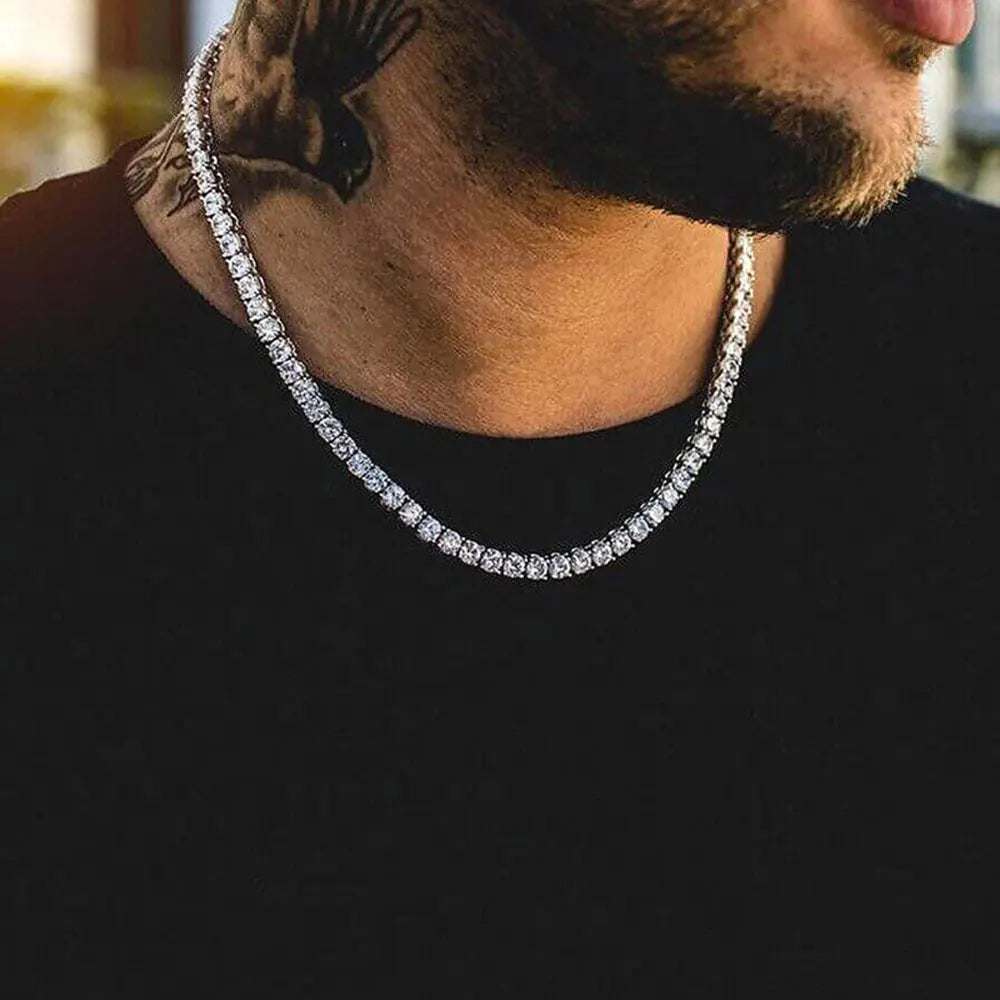 3mm 4mm 5mm 1 fila catena da tennis zircone bling materiale in rame collana hip hop uomo e donna gioielli ghiacciati nome inciso gratuito