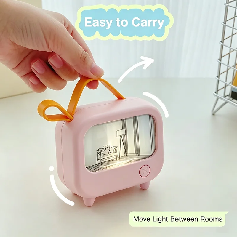 TV Painting Night Light Led Cute Child Learning Table Lamp Room Home Decoration Atmosphere Lighting Mini Desktop Birthday Gift