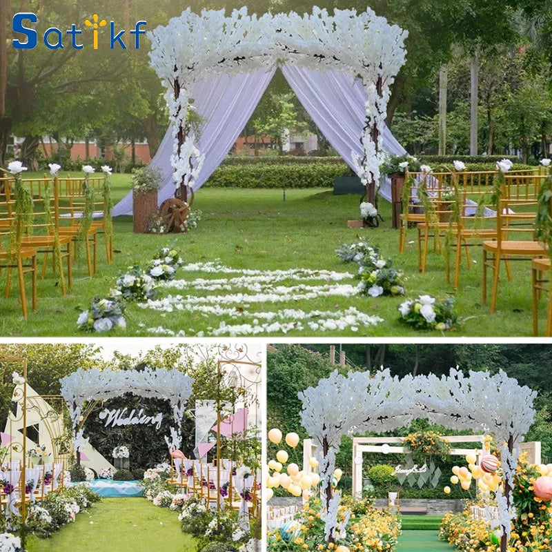 Romantic Simulation cherry tree double layer blooming cherry large plant cafe hotel shopping mall floor Decor props fake tree
