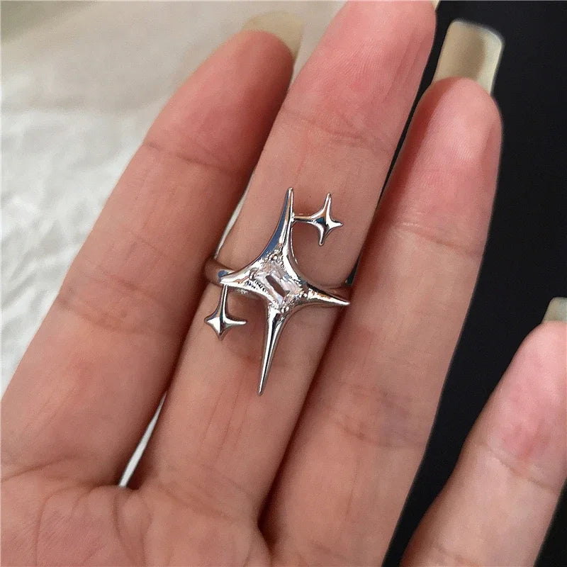 Anillos ajustables estéticos de corazón de cristal rojo irregular de apertura nueva para mujer, anillo gótico de araña animal, joyería creativa