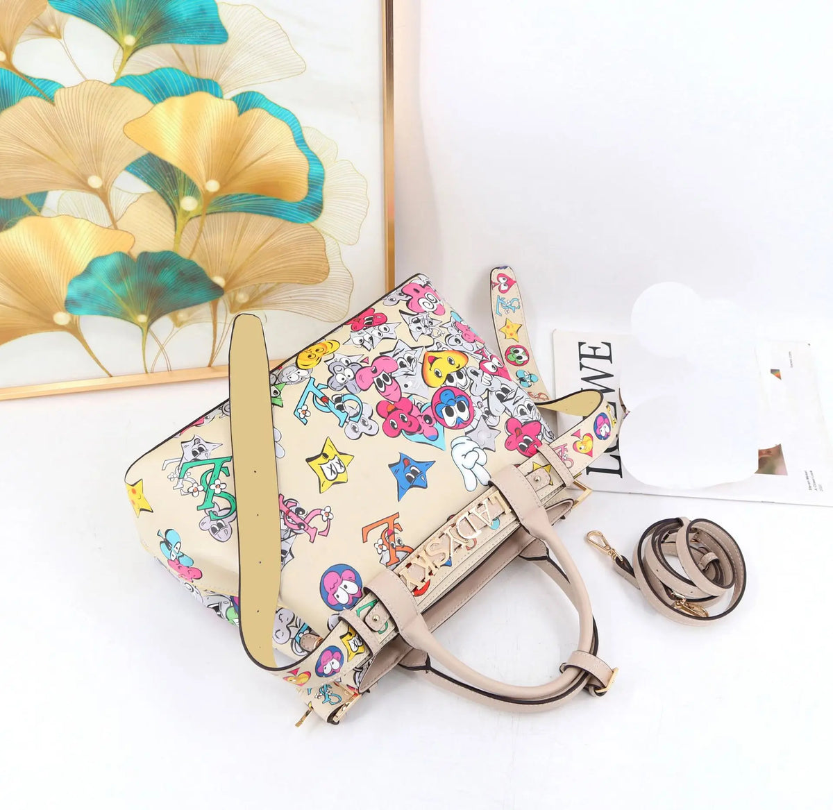 Borsa da Donna con Stampa Floreale, Grande Capacità, Lussuosa Borsa a Mano, Elegante Borsa a Tracolla, Accessorio Quotidiano per Outfit Femminili