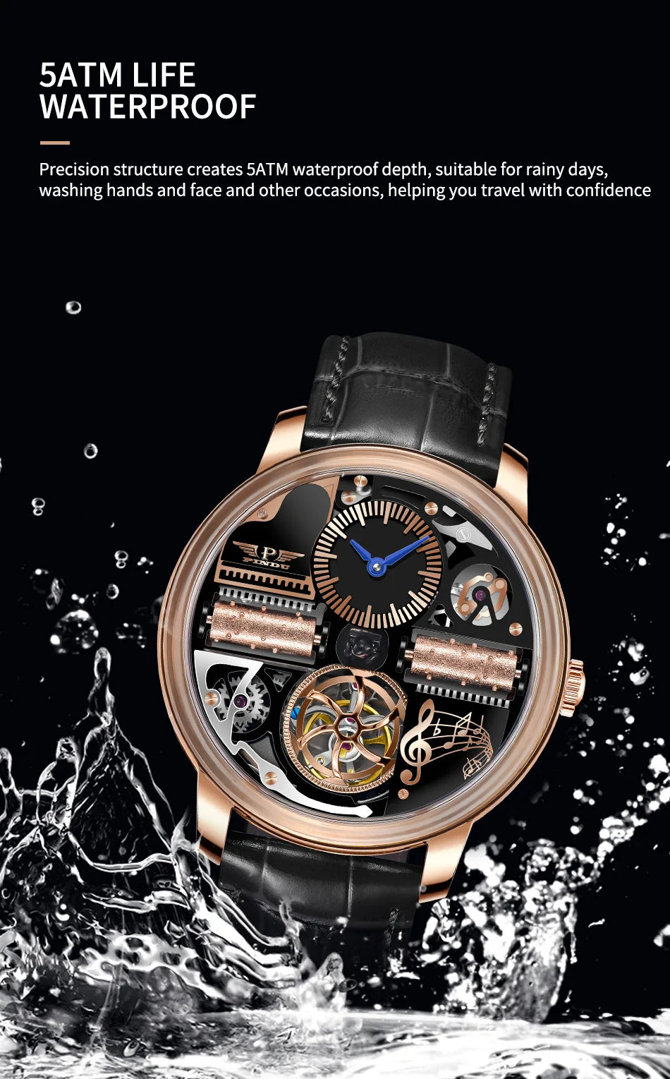 PINDU Design Nuovi orologi di lusso da uomo Business Fashion Orologi da polso meccanici automatici Orologio da uomo impermeabile Reloj Hombre P6655