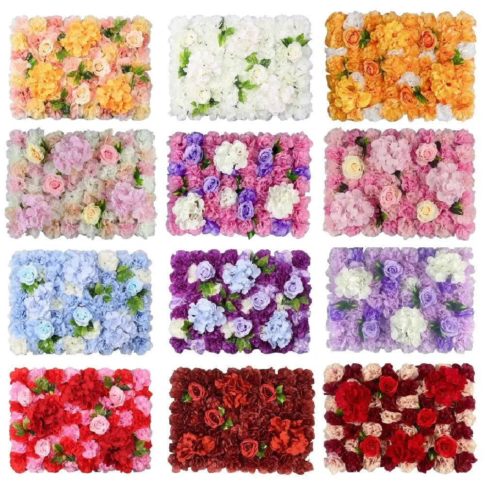 Handmade Artificial Flower Wall Panels Realistic Romantic Wedding Wall Backdrop Easy To Install 60X40cm Plastic 3D Floral Wall