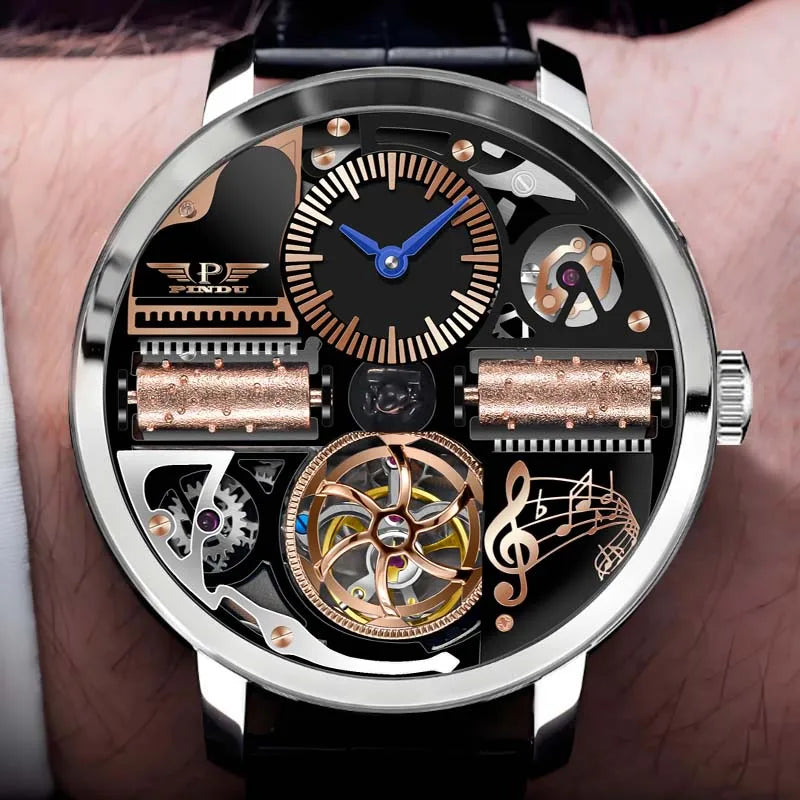 PINDU Design Nuovi orologi di lusso da uomo Business Fashion Orologi da polso meccanici automatici Orologio da uomo impermeabile Reloj Hombre P6655