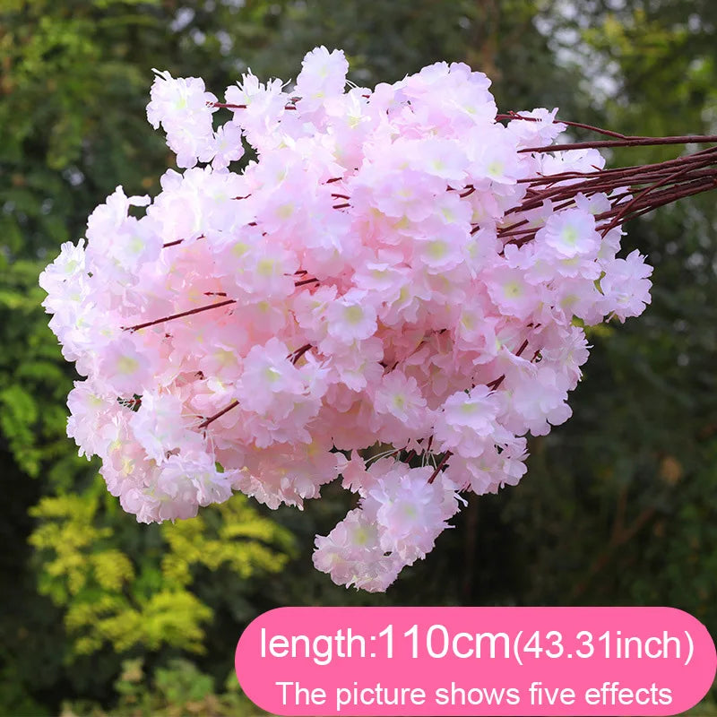 Artificial Cherry Branches Three Pronged Encrypted Peach Cherry Blossom Branch Wedding Arch Activity Living Room Home Decoration