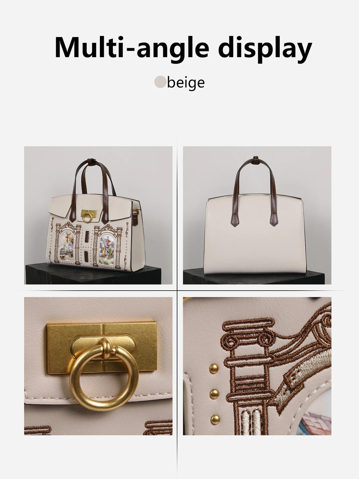 Borsa a Mano da Donna di Lusso Minority Design 2026, Grande Capacità, Ricamo Retrò, Stampa Fantasia, Borsa a Tracolla Portatile Elegante per Pendolari