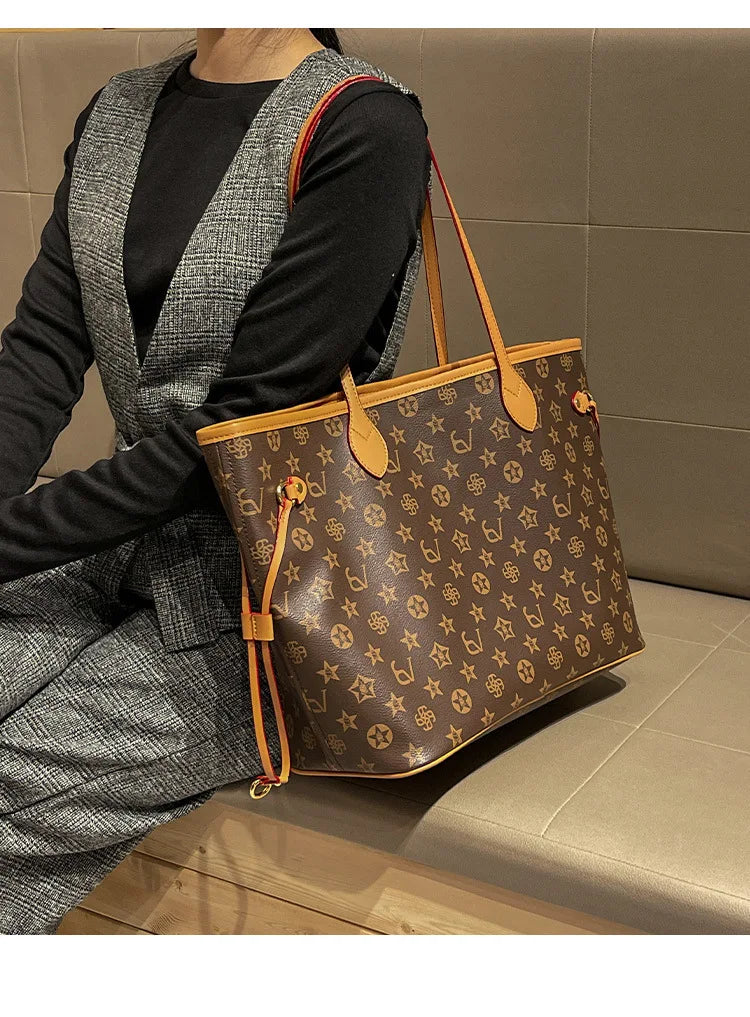 Elegante Borsa Fasciatoio in Pelle da Donna, Borsa a Tracolla Classica da Designer Parigino, Borsa a Spalla Grande Capacità da Donna, Popolare