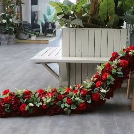 Custom Artificial Flowers Strips Arrangement Event Backdrop Arch Decor Wall Hanging Floral Row Table Sofa Runner Wedding Props