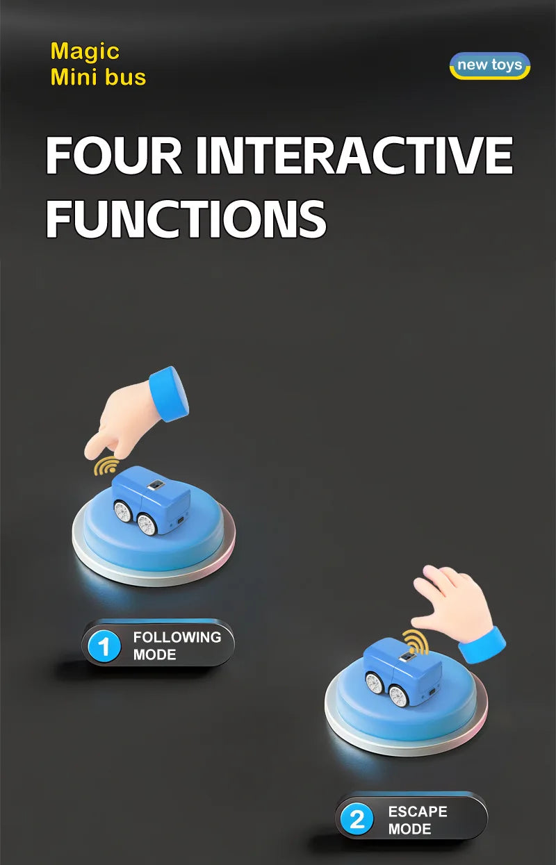 RC Magic Mini Bus Toy  Interactive Inductive Magic Follows Line Car Intelligent Smart Remote Control Cartoon Car Vehicle Toy