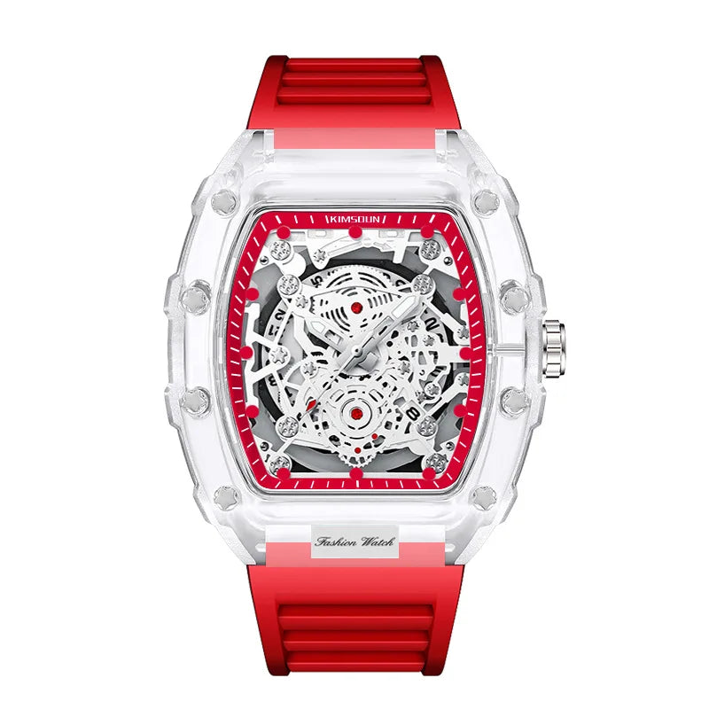 UTHAI BK134 Orologio da Uomo alla Moda a Forma di Botte Trasparente Impermeabile al Quarzo Orologio Sportivo Regalo per Uomo