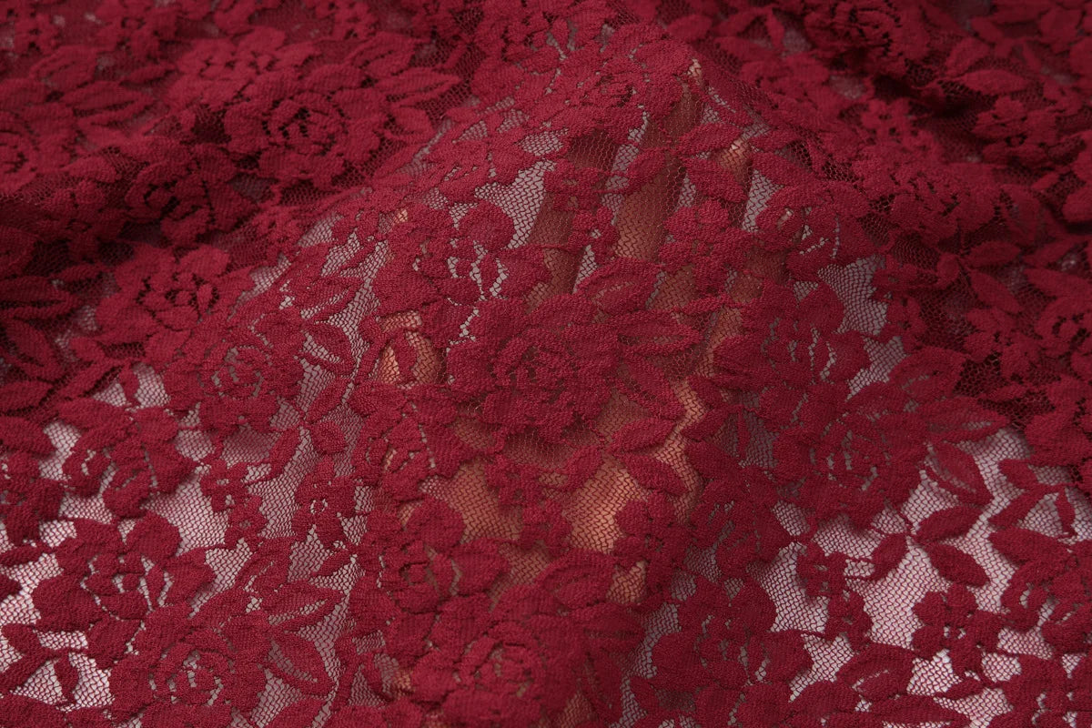 CHNMR Abito Cheongsam Sexy in Pizzo Rosso Senza Maniche, Vestito Lungo Aderente con Scollo a Goccia, Abito da Sera per Feste e Cerimonie, Abbigliamento Formale da Donna