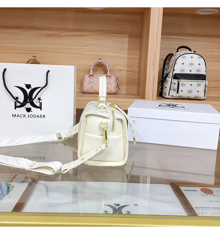 Borsa Boston Chic Urbana alla Moda per Donna, Nuovo Stile 2025, Borsa a Tracolla con Motivi Floreali in Rilievo, Fodera in Poliestere