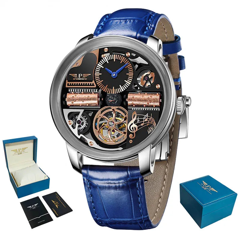 PINDU Design Nuovi orologi di lusso da uomo Business Fashion Orologi da polso meccanici automatici Orologio da uomo impermeabile Reloj Hombre P6655