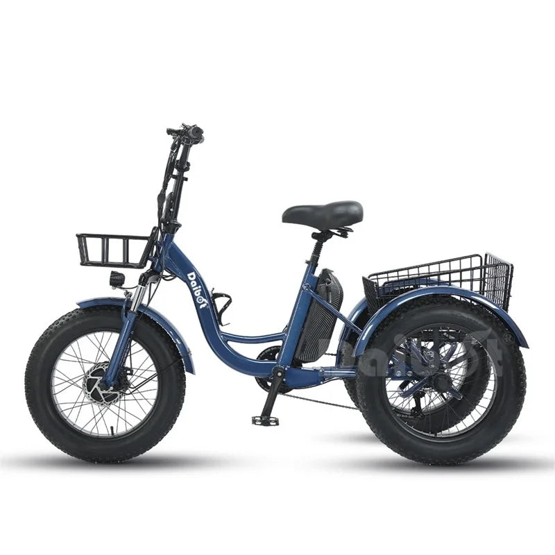 Triciclo eléctrico para adultos 3 ruedas 500W 48V Fat Tire Bicicleta eléctrica de carga para damas Batería extraíble impermeable y antirrobo