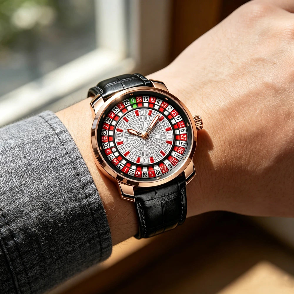 Orologio Meccanico Automatico da Uomo AILANG con Quadrante a Ruota, Cinturino in Pelle