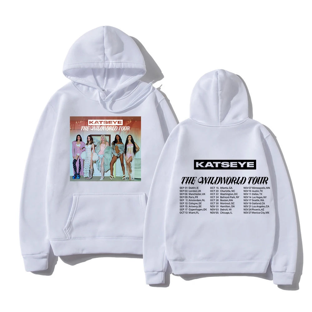 Felpa con Cappuccio KATSEYE THE WILDWORLD TOUR 2026 PINKY UP 2 Album, Abbigliamento Autunno Inverno per Donne, Felpa Vintage per Regali ai Fan