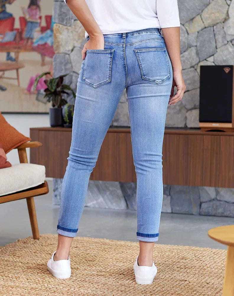 Jeans Casual Slim da Donna, Moda Streetwear Estate 2026, Pantaloni in Denim Blu Eleganti