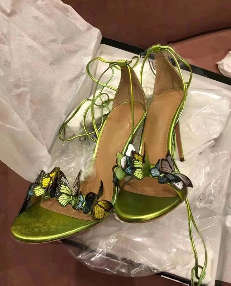 Sandali Donna Estivi 2026 con Tacco a Farfalla Sottile Giallo, Misura Piccola, Versatili, Sexy, con Cinturino Singolo, alla Moda