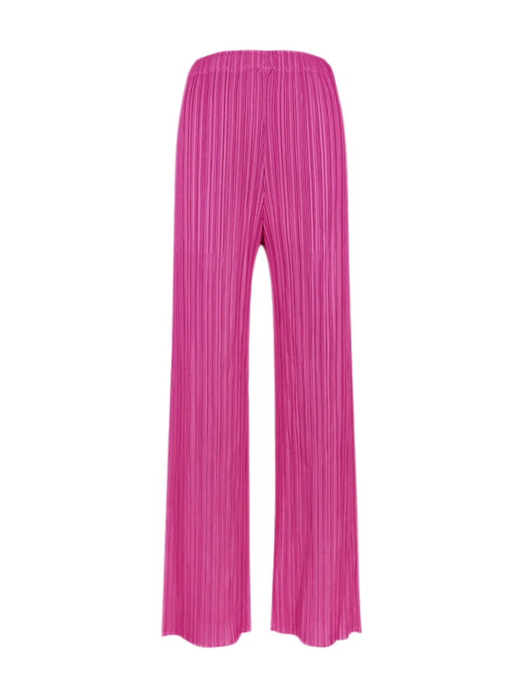 Pantaloni a vita alta a pieghe dritti larghi classici di design Miyake eleganti casual da donna primavera estate autunno disponibili