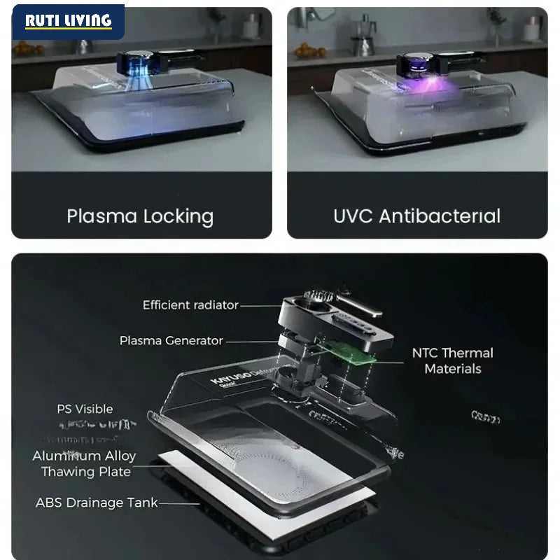 Type-C Charging Defrosting Box Ultra-fast Fresh Recovery Machine Beef Frozen Food Meat Seafood Defrosting Plate