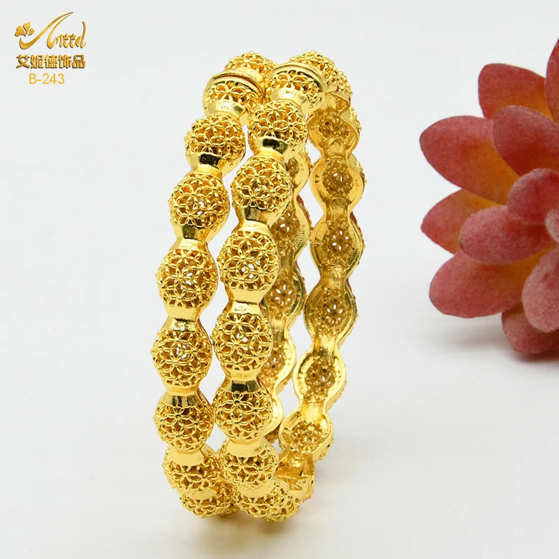 Braccialetti donna africana Dubai Color oro 24k bracciale gioielli indiani per le donne braccialetti arabi con ciondoli da sposa marchio di lusso