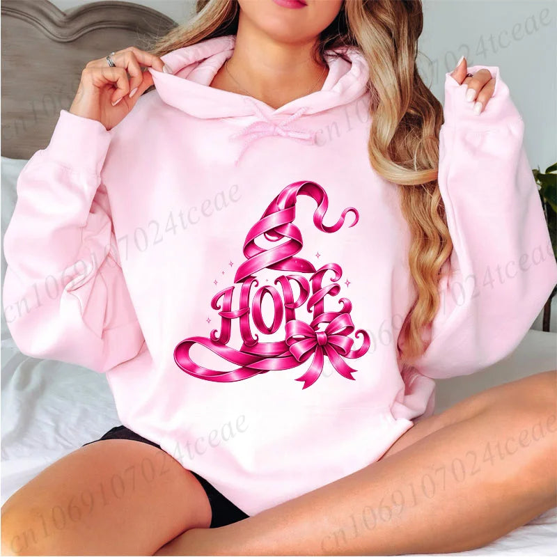 Felpe con cappuccio da donna per l'autunno, nuove felpe rosa con cappello da strega, tema Cancro al Seno, stile High Street, top da uomo, taglie forti, pullover con cappuccio.