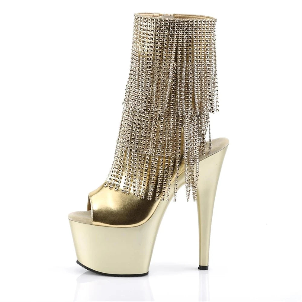 Décolleté con nappe elettrolitico di marca 17CM Tacchi alti sottili Stivaletti Pole Dance Modello da discoteca Passerella Scarpe da donna con plateau
