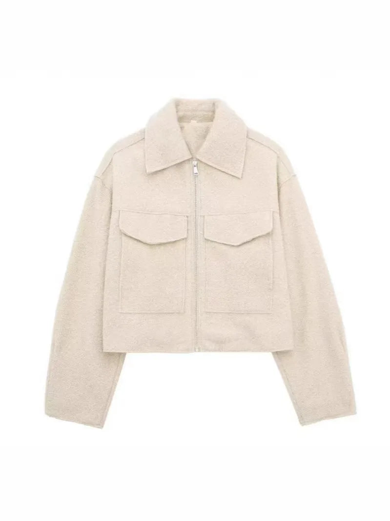 Giacca Corta da Donna in Tweed Testurizzato, Stile Europeo Americano, Manica Corta, per Primavera e Autunno, Abbigliamento Casual Quotidiano