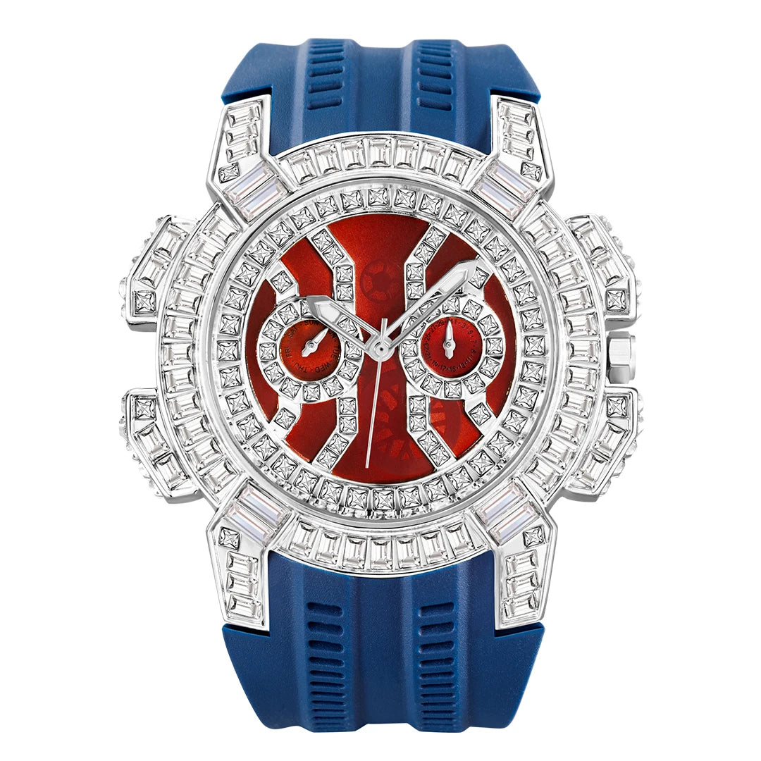 Orologio di Lusso con Diamanti per Uomo, Quadrante Grande Rosso con Strass, Orologi Unisex, Dropshipping