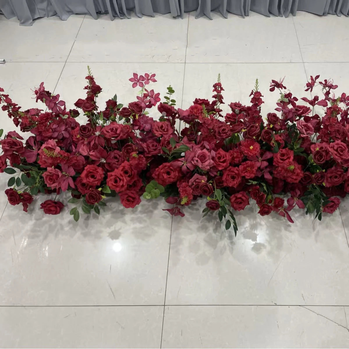 Custom Artificial Flowers Strips Arrangement Event Backdrop Arch Decor Wall Hanging Floral Row Table Sofa Runner Wedding Props