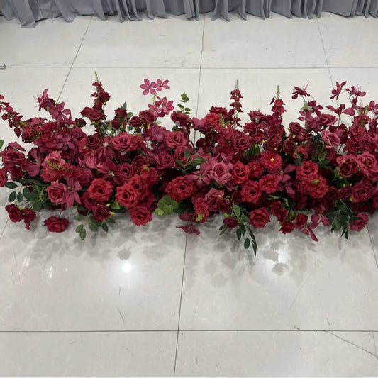 Custom Artificial Flowers Strips Arrangement Event Backdrop Arch Decor Wall Hanging Floral Row Table Sofa Runner Wedding Props