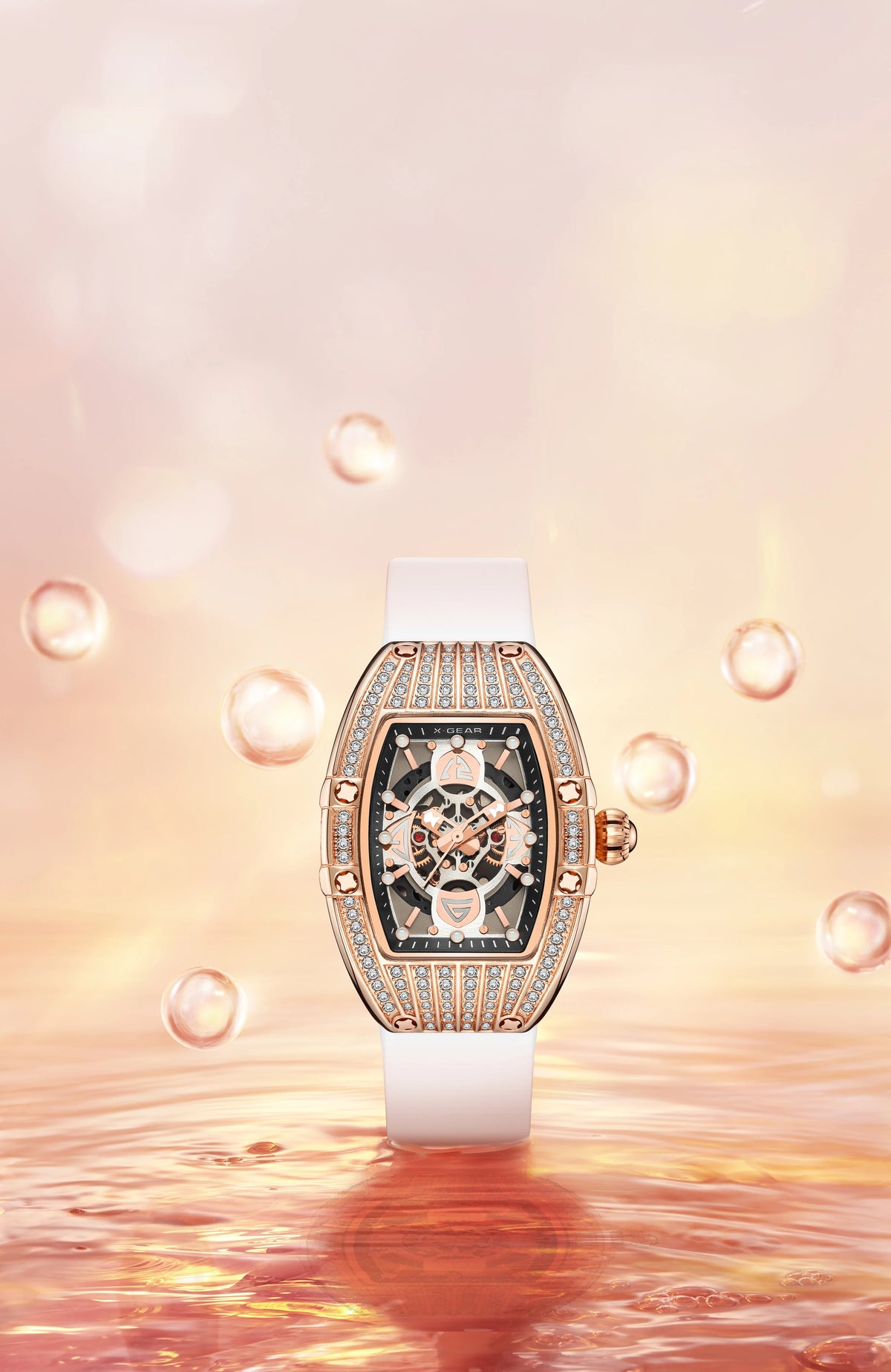 Orologio al Quarzo di Lusso alla Moda con Cinturino in Silicone, Impermeabile, con Diamanti, Adatto come Regalo Quotidiano per Amiche