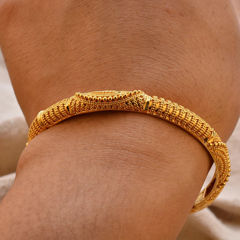 Bracciali Placcati Oro in Stile Dubai per Donne, Gioielli di Lusso per Matrimoni Arabi
