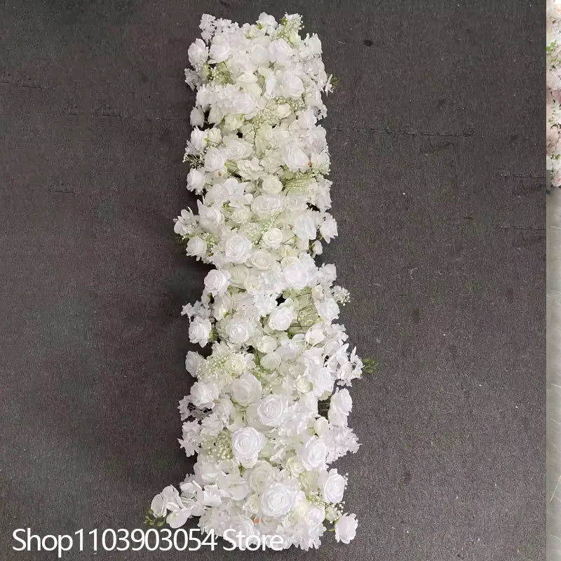 5D Luxury Artificial Flowers Wedding Decoration Table Long Runner Flower Row Floral Backdrop Arrangement Wall Arch Decor Props