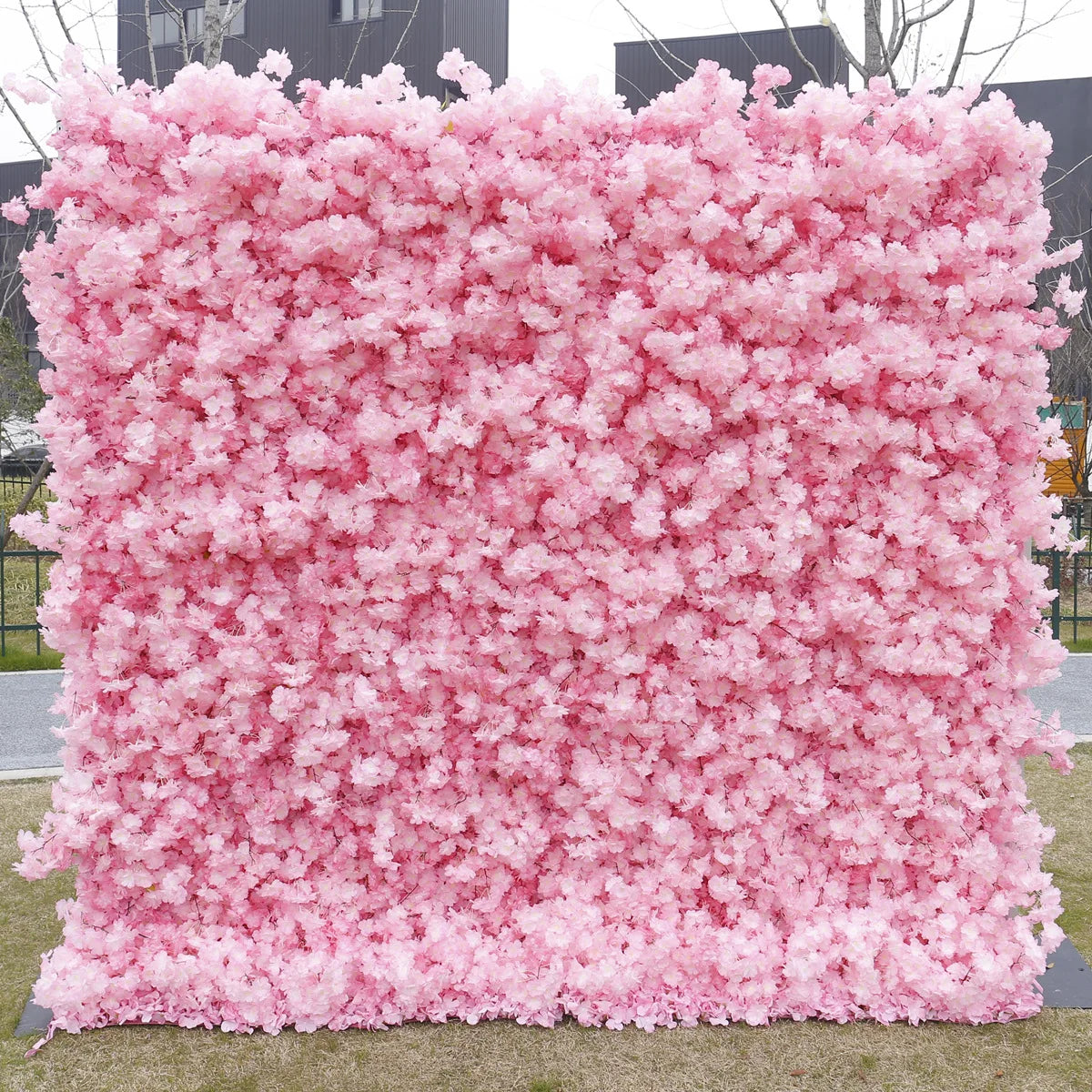 New 5D pink Feather Fabric Flower Wall Wedding Backdrop Decor Cloth Green Plants Wall Birthday Party Event Props Window Display