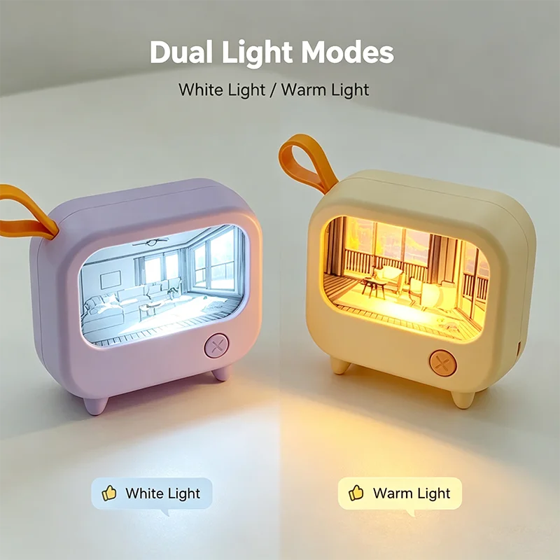 TV Painting Night Light Led Cute Child Learning Table Lamp Room Home Decoration Atmosphere Lighting Mini Desktop Birthday Gift