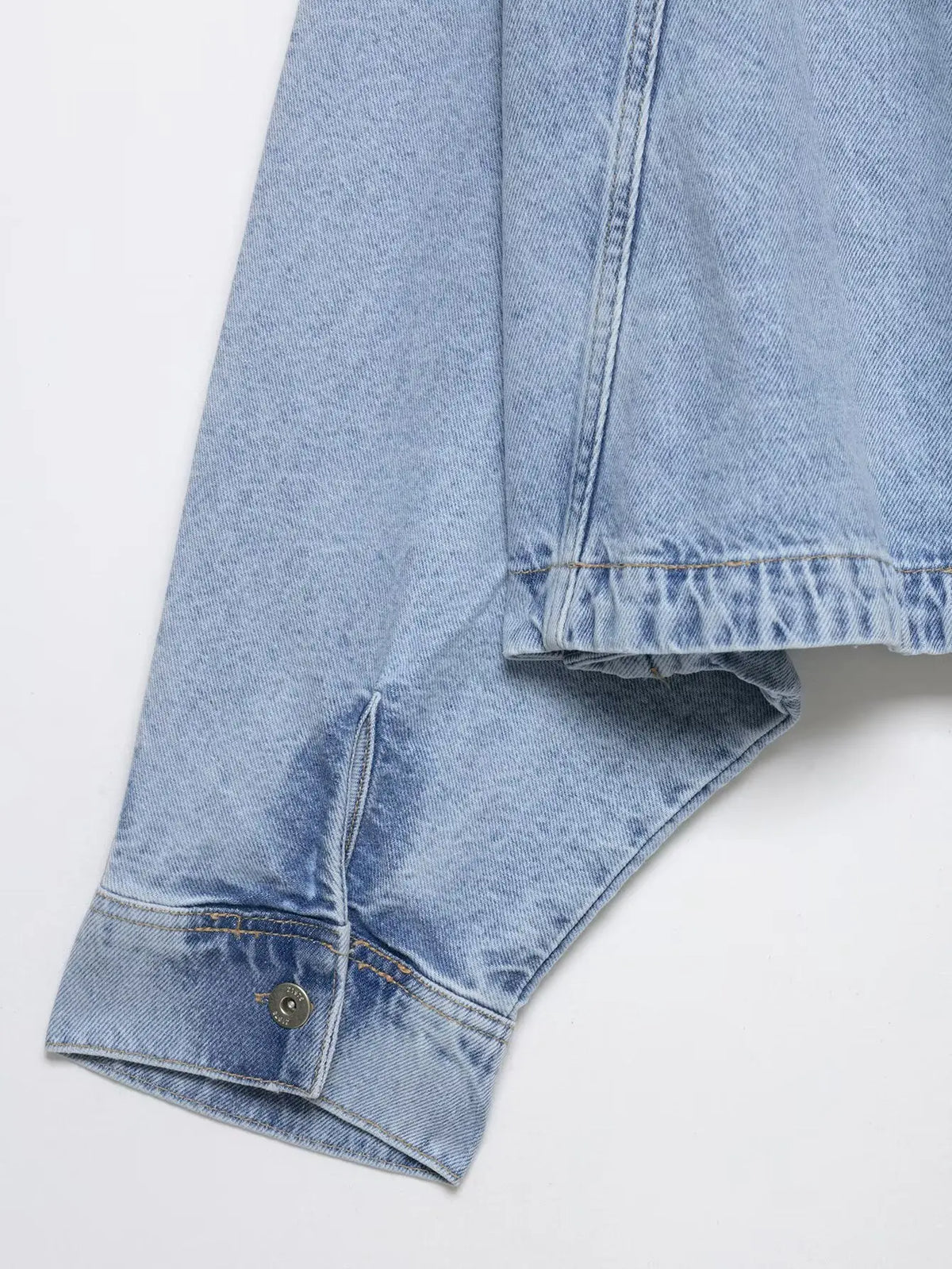 YENKYE Nuova Giacca in Denim Corta da Donna 2026 Blu Chiaro con Inserti in Pizzo, Bottoni Frontali, Maniche Lunghe, Vestibilità Ampia, Stile Streetwear