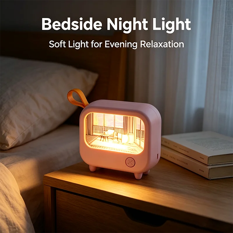 TV Painting Night Light Led Cute Child Learning Table Lamp Room Home Decoration Atmosphere Lighting Mini Desktop Birthday Gift