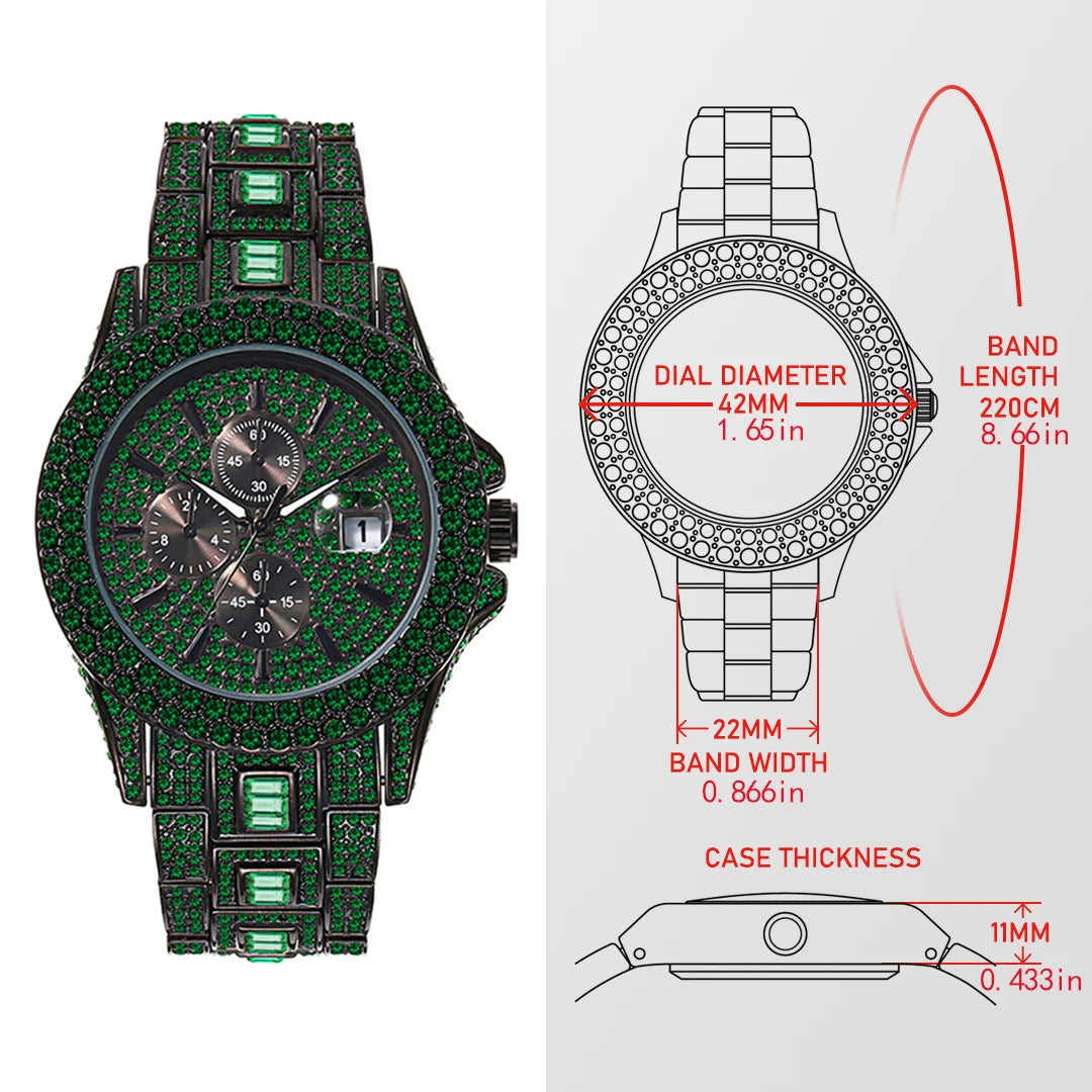 Vendita calda orologio rosso ghiaccio per uomo marchio di moda UNIGUET Hip Hop pieno di diamanti gioielli in acciaio inossidabile di lusso orologio da polso al quarzo uomo