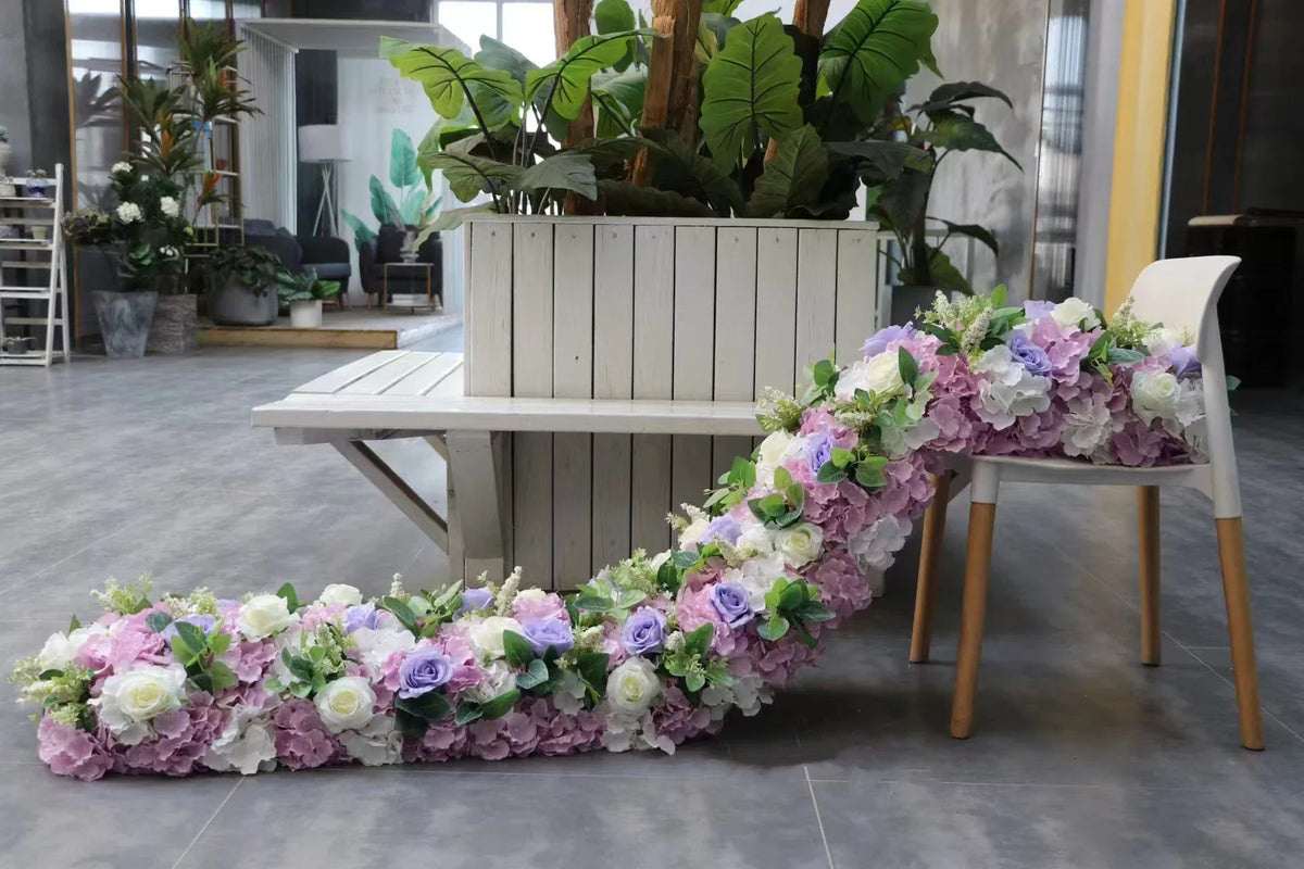 Custom Artificial Flowers Strips Arrangement Event Backdrop Arch Decor Wall Hanging Floral Row Table Sofa Runner Wedding Props