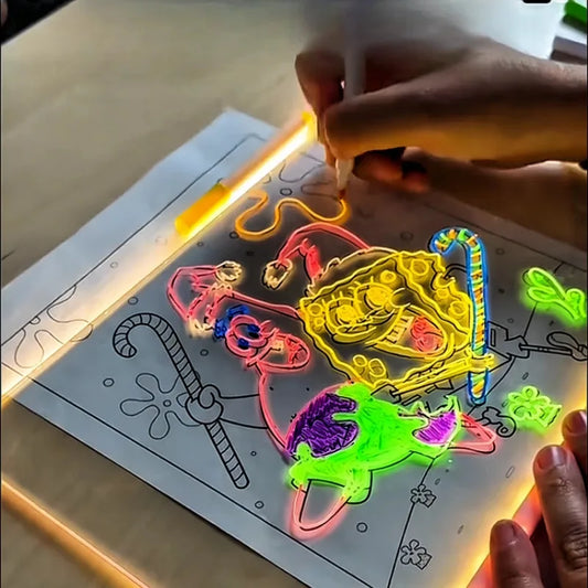 Kid Drawing Toy LED Drawing Board LED Note Board DIY Acrylic Board with Colors Pens Luminous Blackboard Wordpad with Night Light