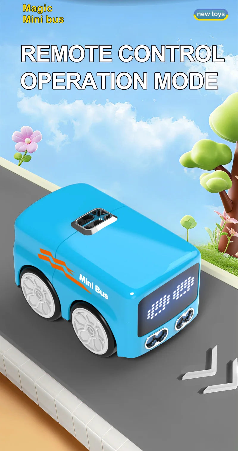 RC Magic Mini Bus Toy  Interactive Inductive Magic Follows Line Car Intelligent Smart Remote Control Cartoon Car Vehicle Toy