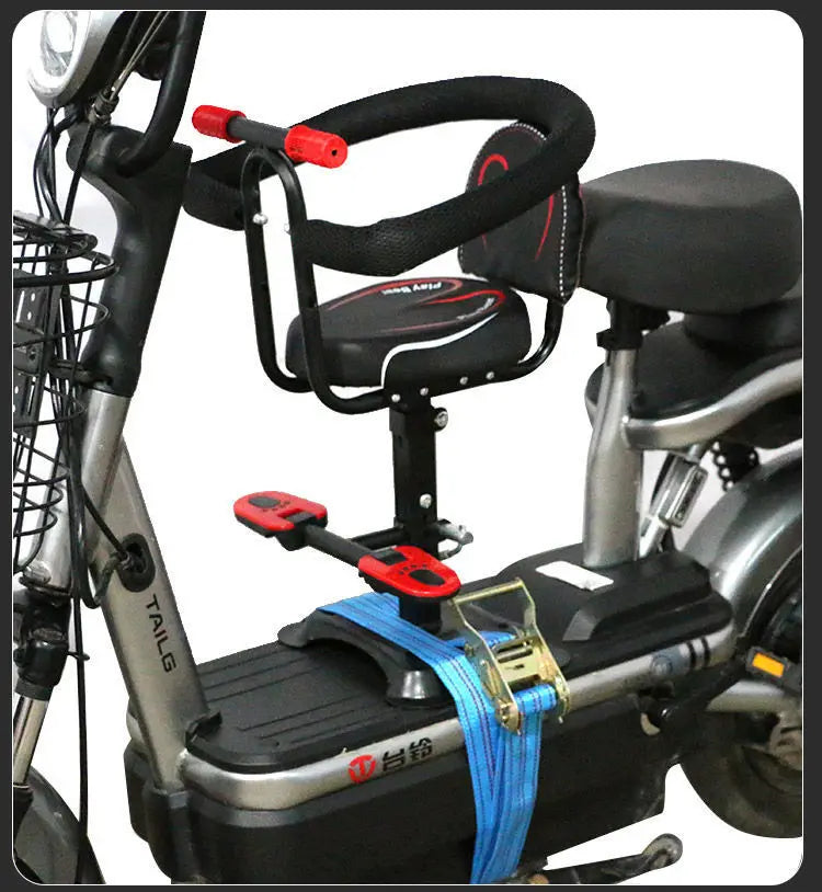 Electric Scooter Child Seat Adjustable Shock Seat Electric Vehicle Child Seat with Seat Belts Armrest and Foot Pedal Detachable