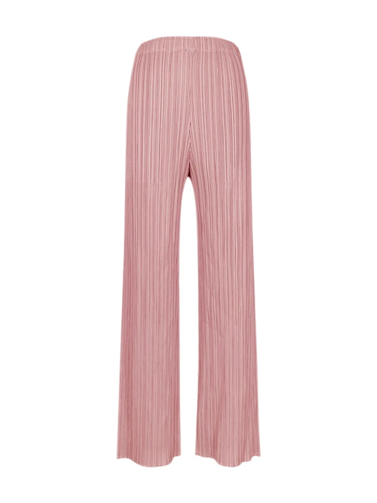 Pantaloni a vita alta a pieghe dritti larghi classici di design Miyake eleganti casual da donna primavera estate autunno disponibili