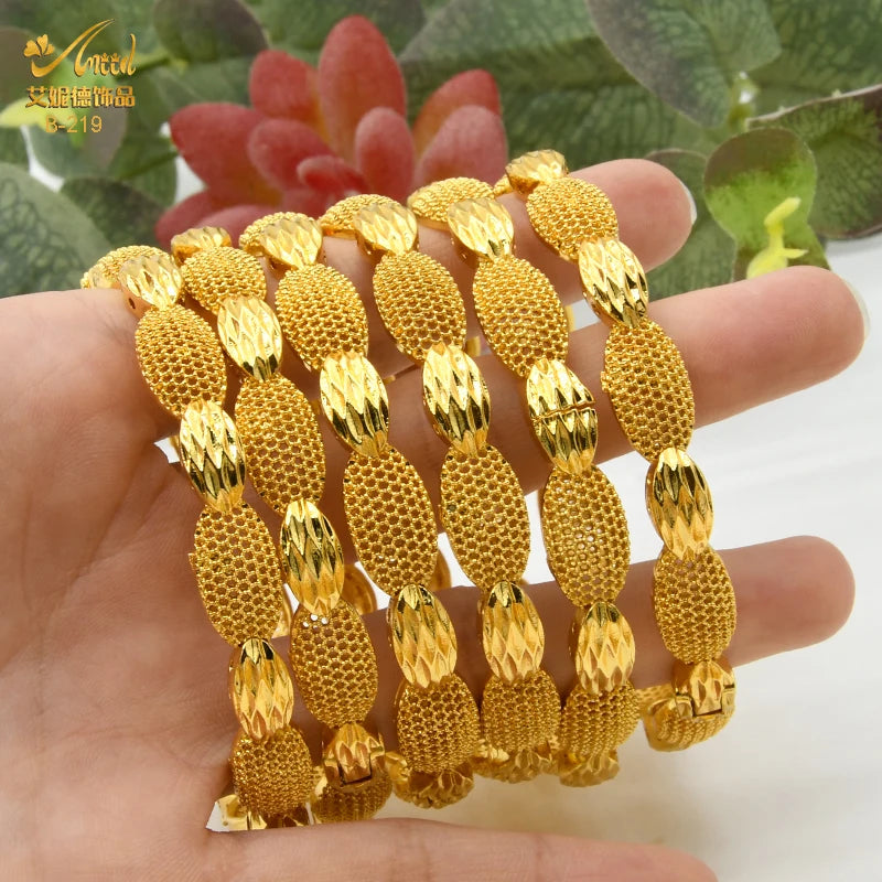 Braccialetti donna africana Dubai Color oro 24k bracciale gioielli indiani per le donne braccialetti arabi con ciondoli da sposa marchio di lusso